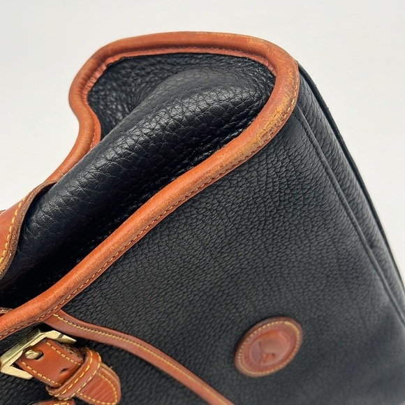 Vintage Dooney & Bourke Navy Double Buckle Leather Double Handle Satchel BLEMISH - Picture 10 of 12